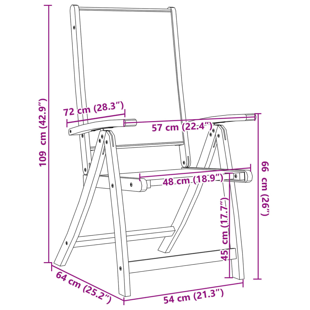 Tuinstoelen inklapbaar 6 st massief acaciahout en textileen