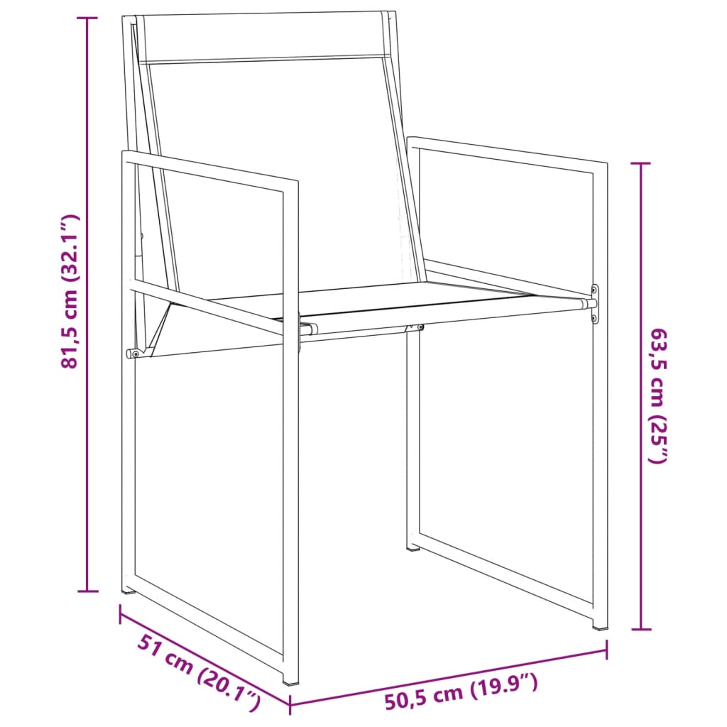 Tuinstoelen 4 st staal en textileen zwart