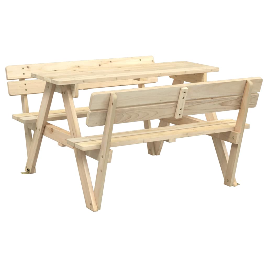 Picknicktafel voor 4 kinderen met parasolgat massief vurenhout