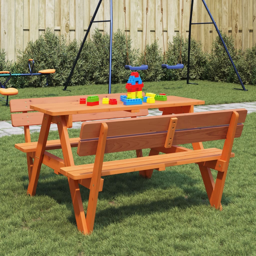 Picknicktafel voor 4 kinderen met parasolgat massief vurenhout