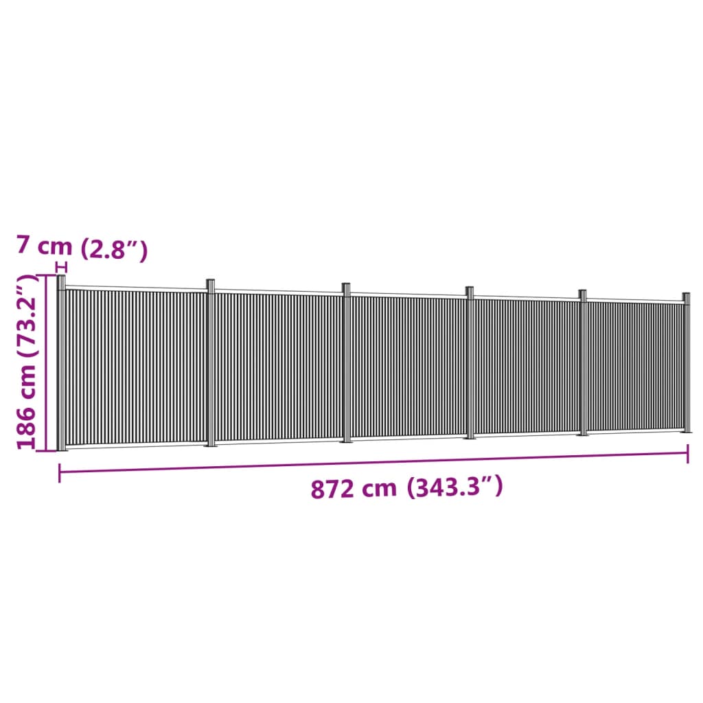 Schuttingpaneel 872x186 cm HKC grijs