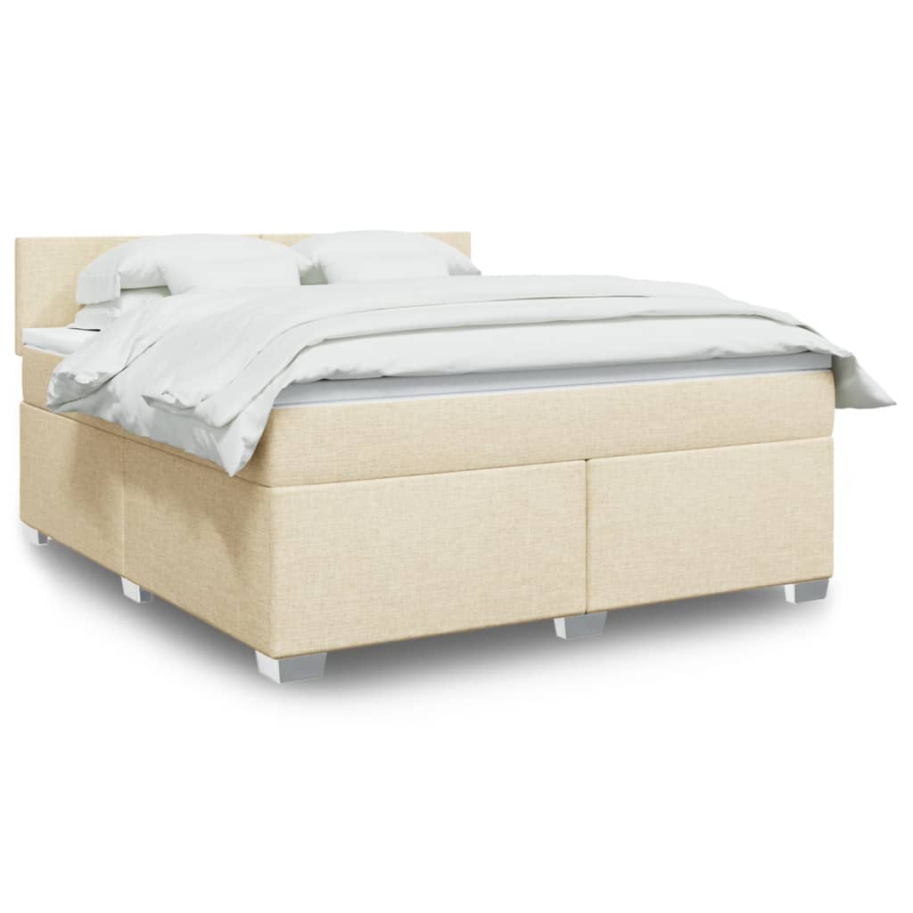 Boxspring met matras stof crèmekleurig 180x200 cm