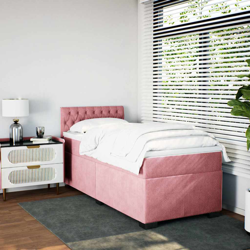 Boxspring met matras fluweel roze 80x200 cm