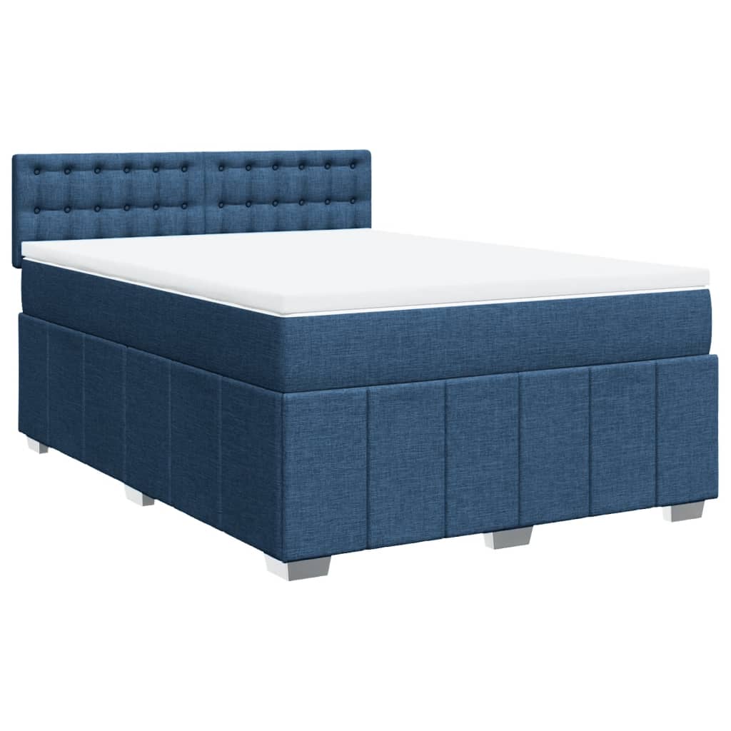 Boxspring met matras stof blauw 160x200 cm