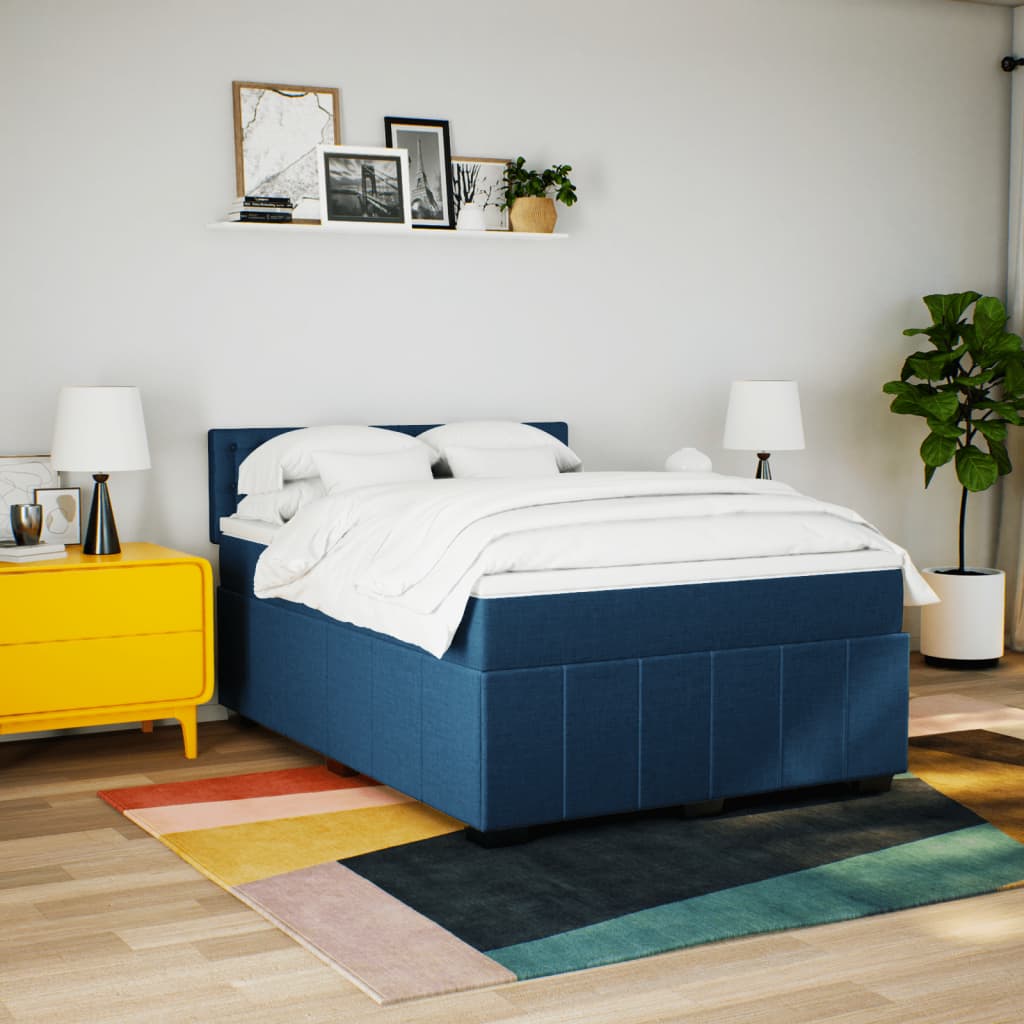 Boxspring met matras stof blauw 160x200 cm