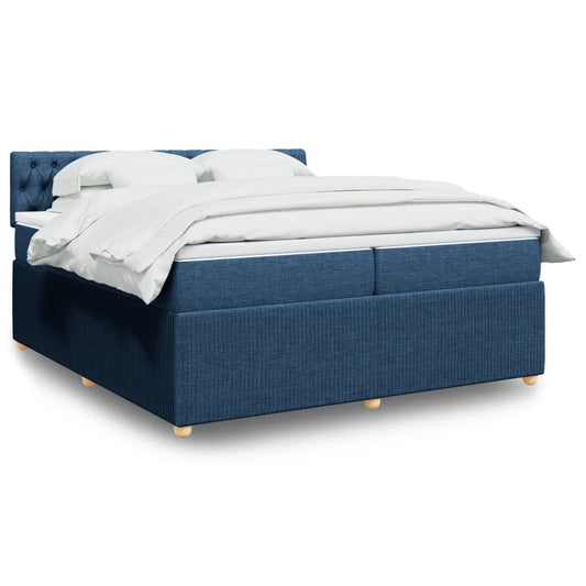 Boxspring met matras stof blauw 200x200 cm