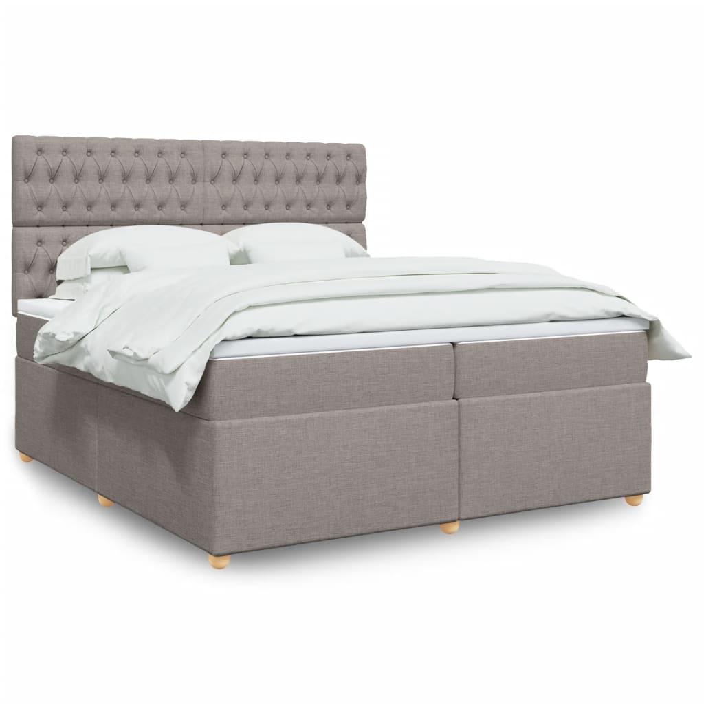 Boxspring met matras stof taupe 200x200 cm