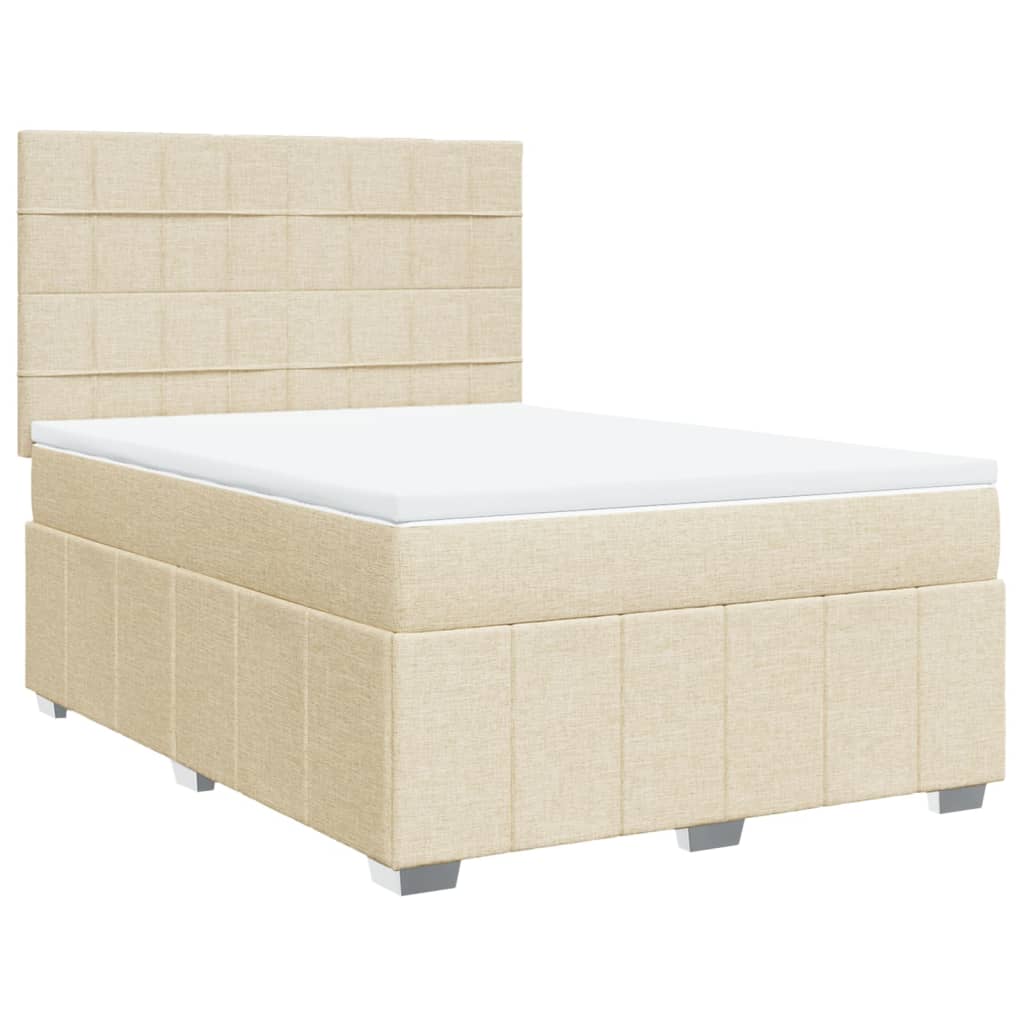 Boxspring met matras stof crèmekleurig 160x200 cm