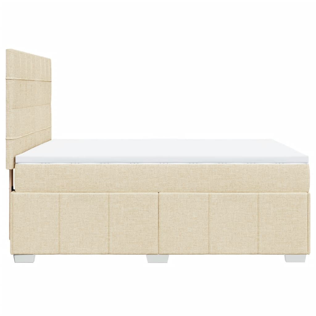 Boxspring met matras stof crèmekleurig 160x200 cm