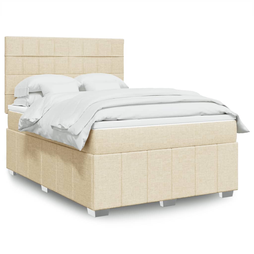 Boxspring met matras stof crèmekleurig 160x200 cm