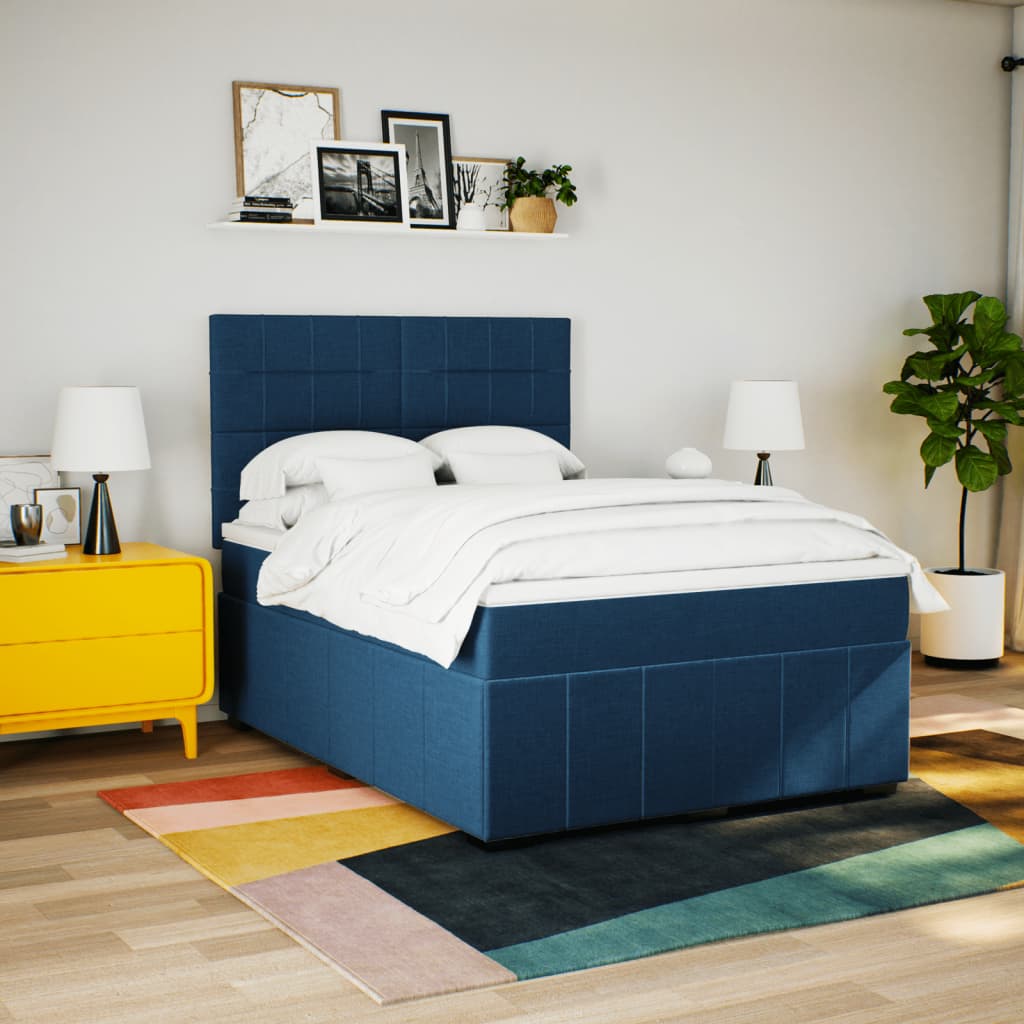 Boxspring met matras stof blauw 160x200 cm