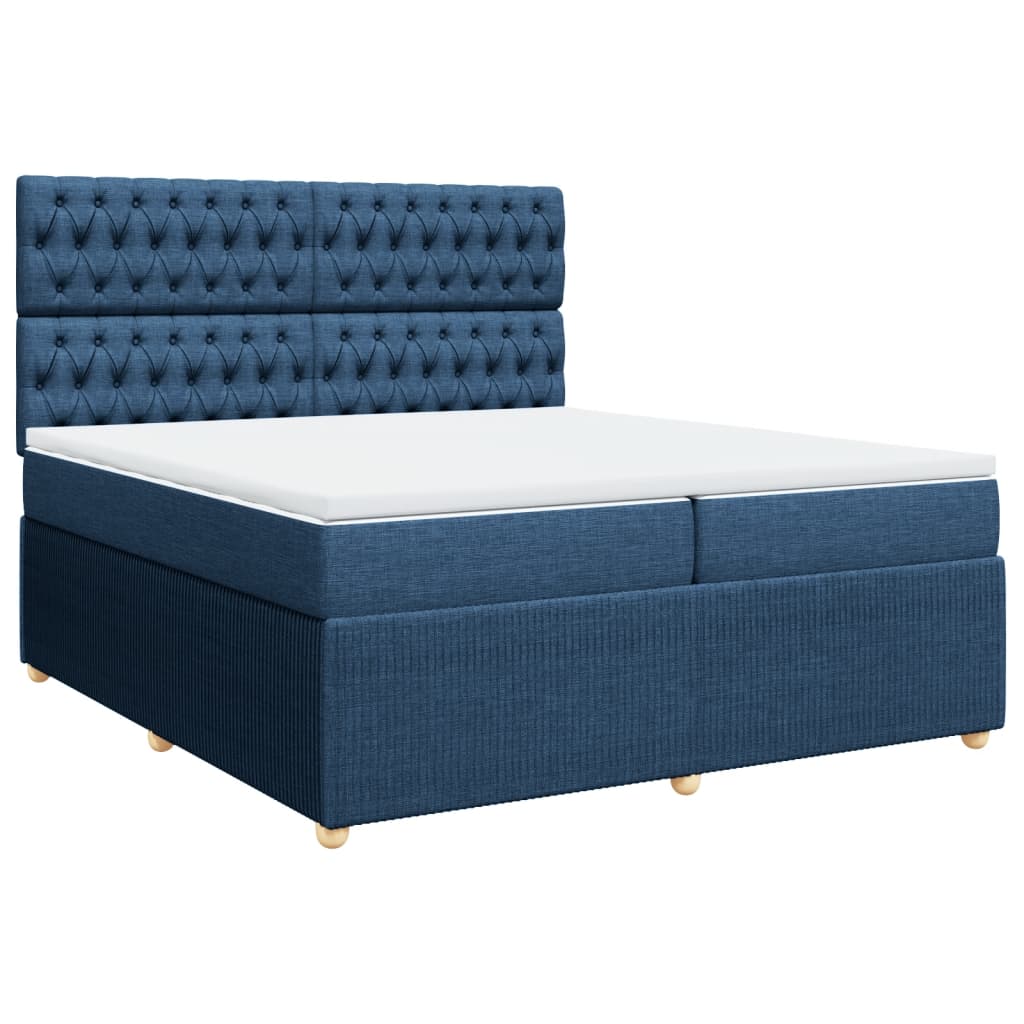 Boxspring met matras stof blauw 200x200 cm