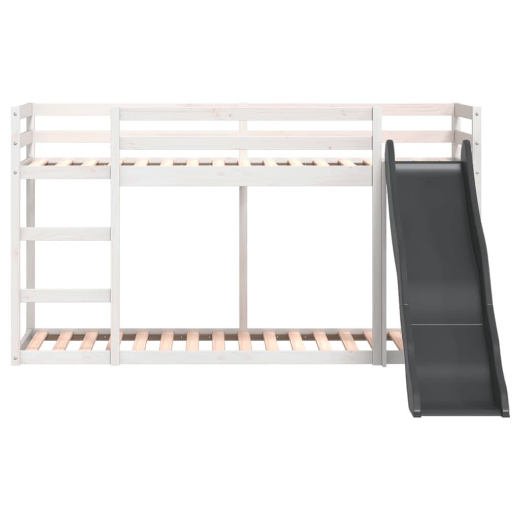 Stapelbed met glijbaan en ladder grenenhout wit 90x190 cm