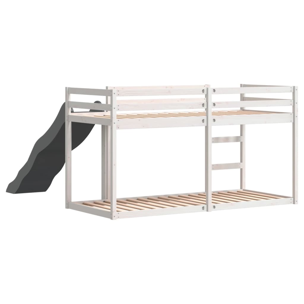 Stapelbed met glijbaan en ladder grenenhout wit 90x190 cm