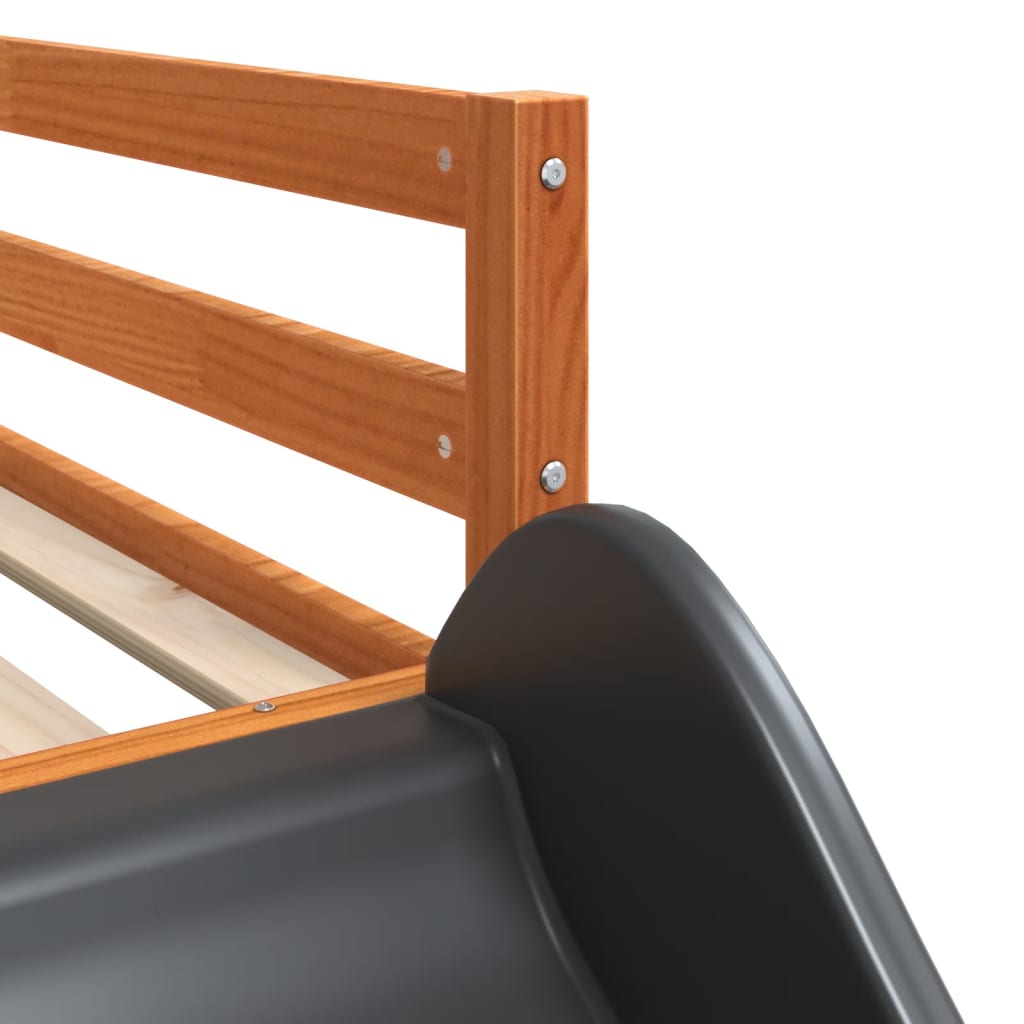 Stapelbed met glijbaan en ladder grenenhout wasbruin 75x190 cm