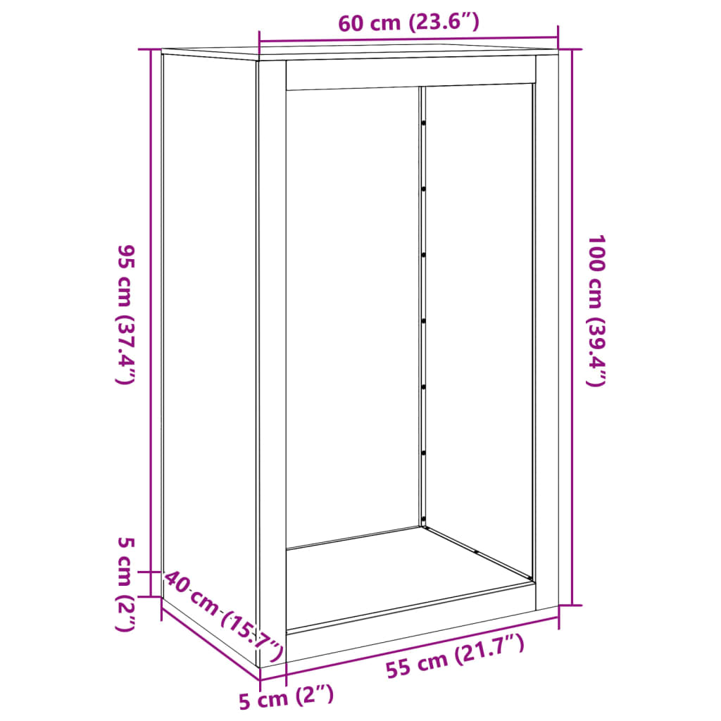 Haardhoutrek 60x40x100 cm gegalvaniseerd staal