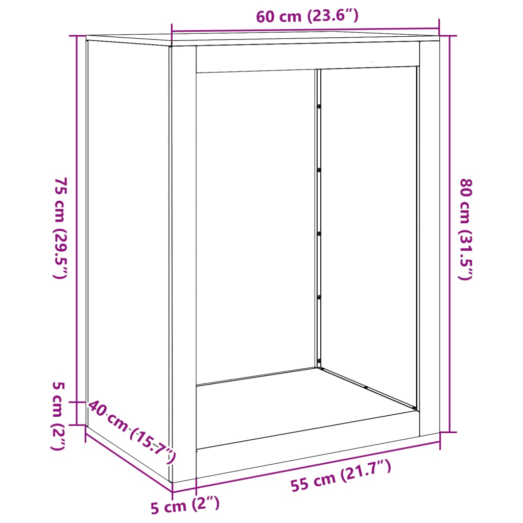 Haardhoutrek 60x40x80 cm staal groen