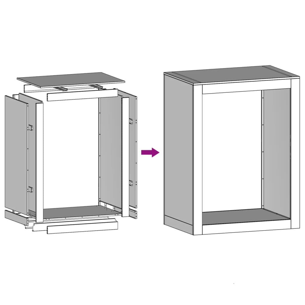 Haardhoutrek 60x40x80 cm gegalvaniseerd staal