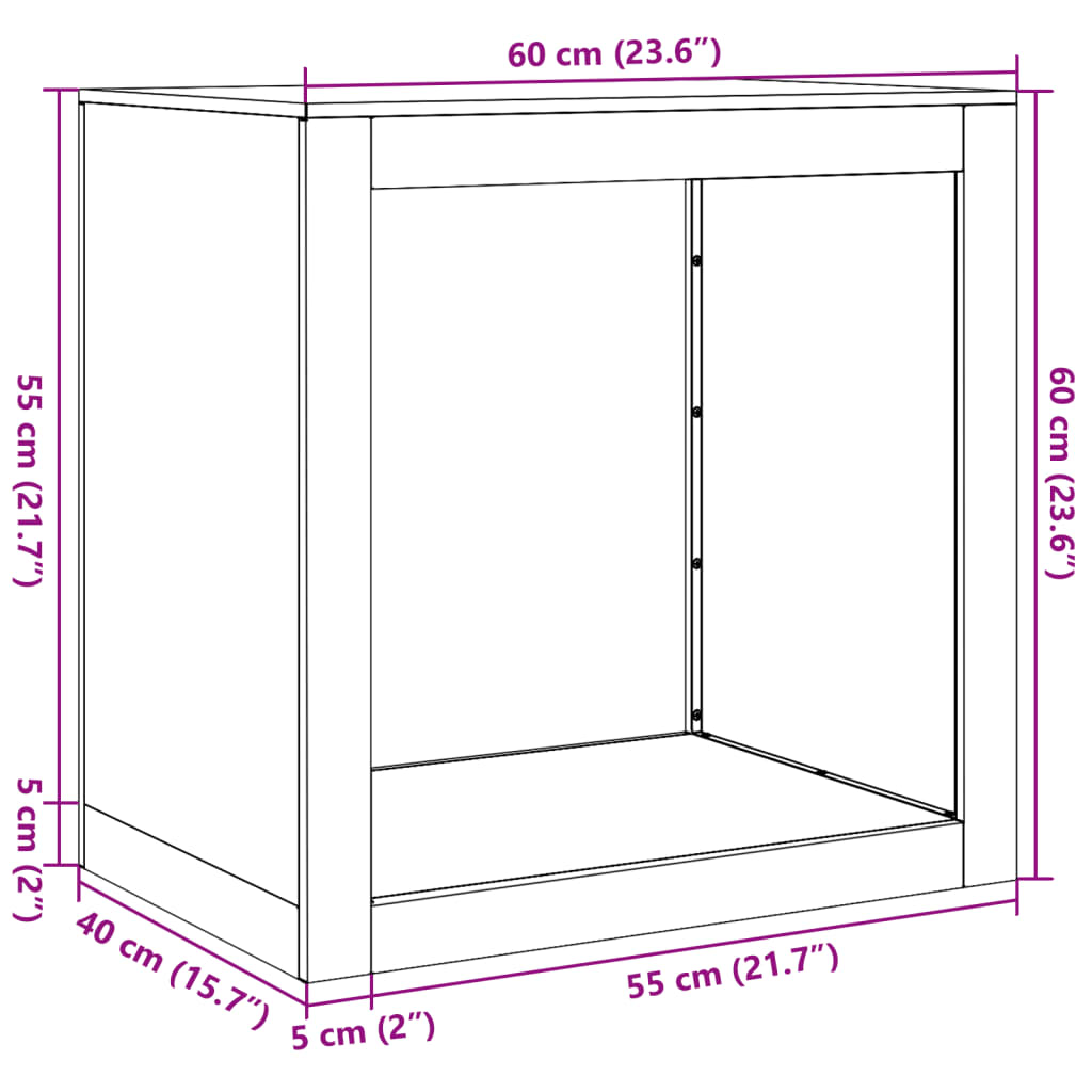 Haardhoutrek 60x40x60 cm staal antracietkleurig