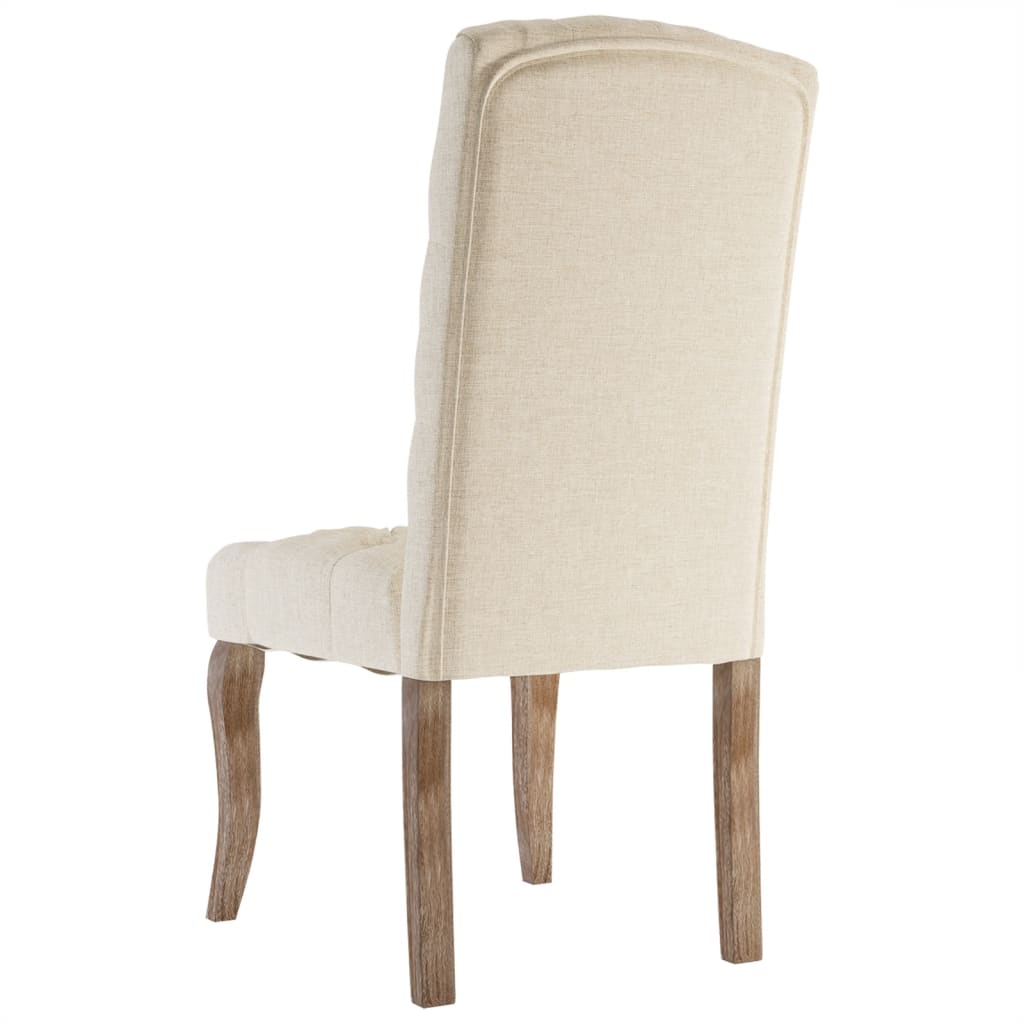 Eetkamerstoelen 6 st linnen-look stof beige