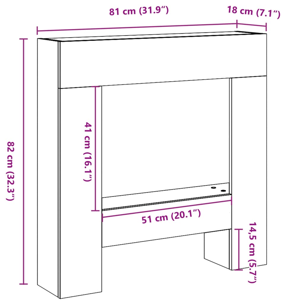 Haardombouw 81x18x82 cm bewerkt hout betongrijs