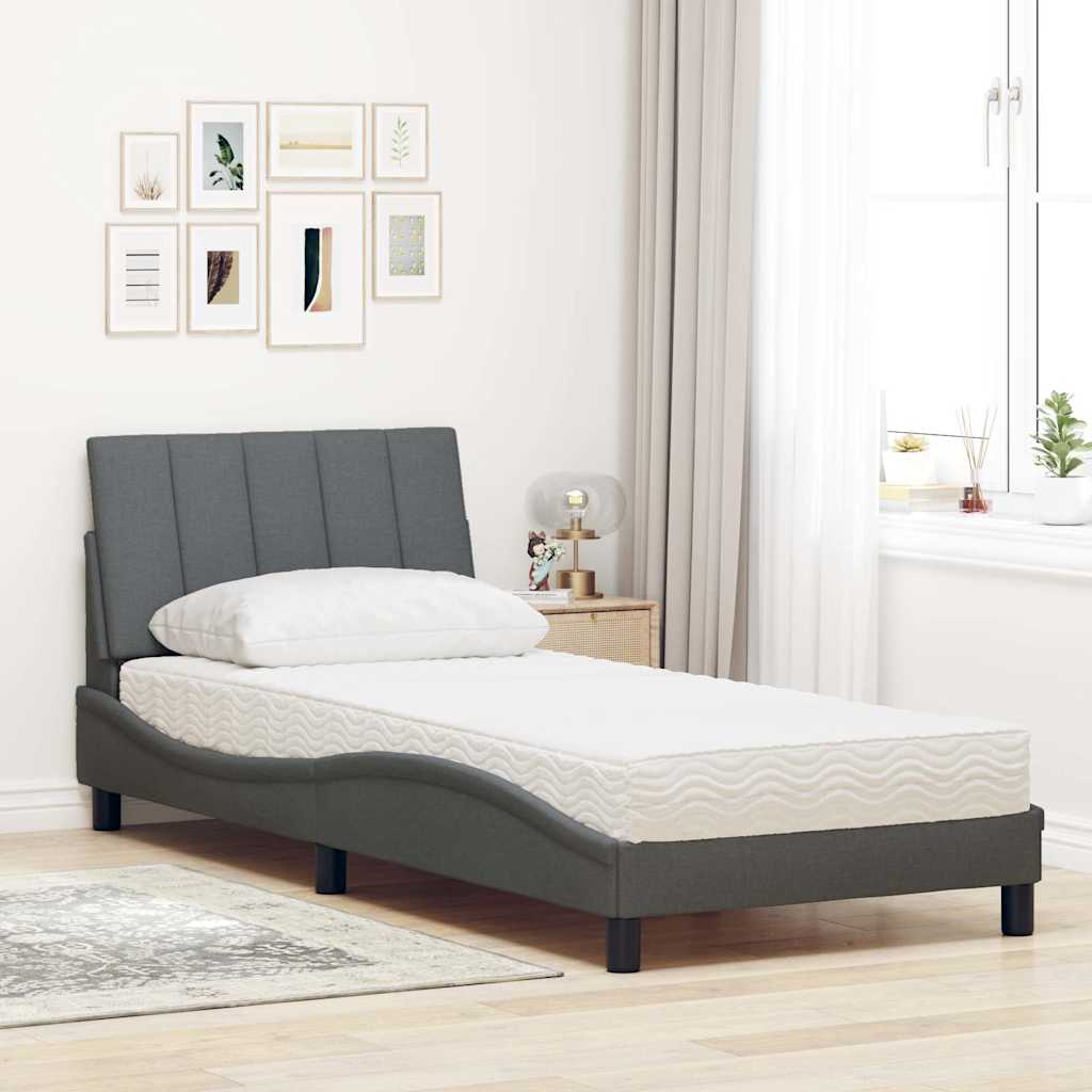 Bed met matras stof donkergrijs 80x200 cm