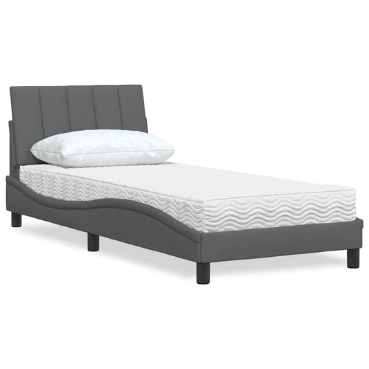 Bed met matras stof donkergrijs 80x200 cm