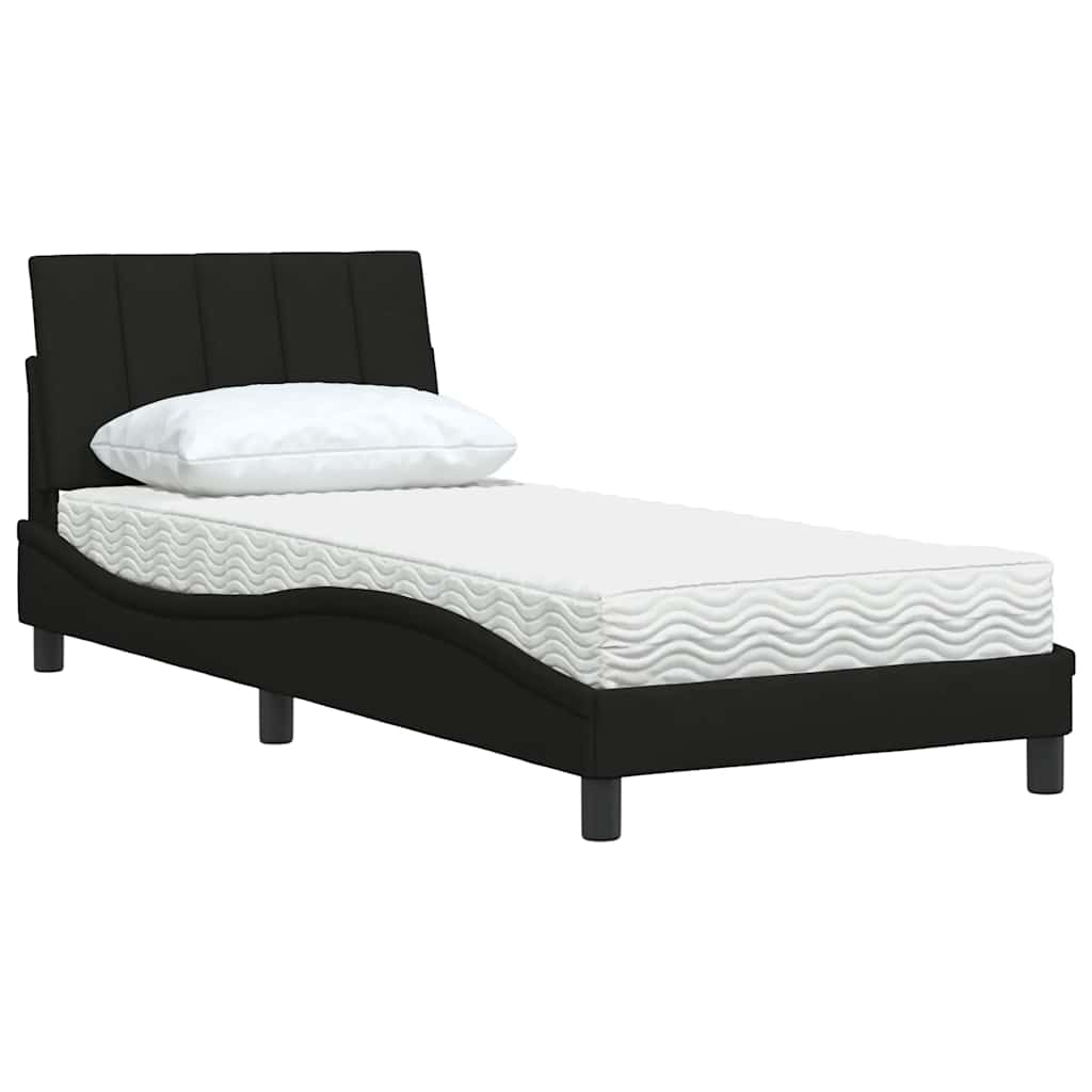 Bed met matras stof zwart 80x200 cm