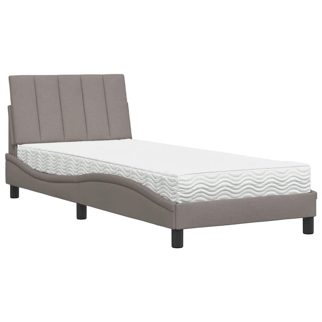 Bed met matras stof taupe 80x200 cm