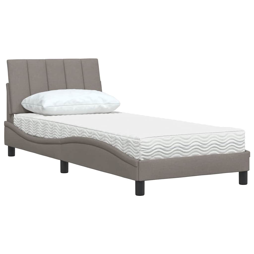 Bed met matras stof taupe 80x200 cm