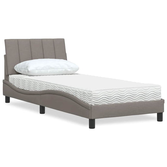 Bed met matras stof taupe 80x200 cm