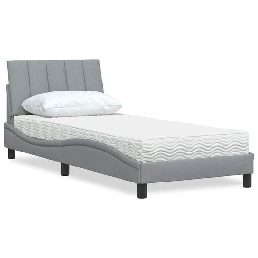 Bed met matras stof lichtgrijs 90x190 cm