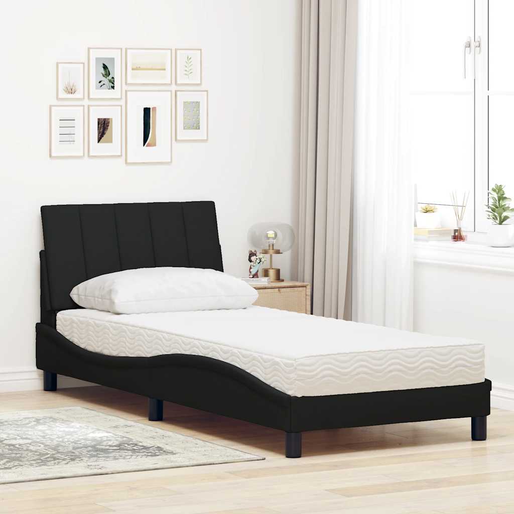 Bed met matras stof zwart 90x190 cm