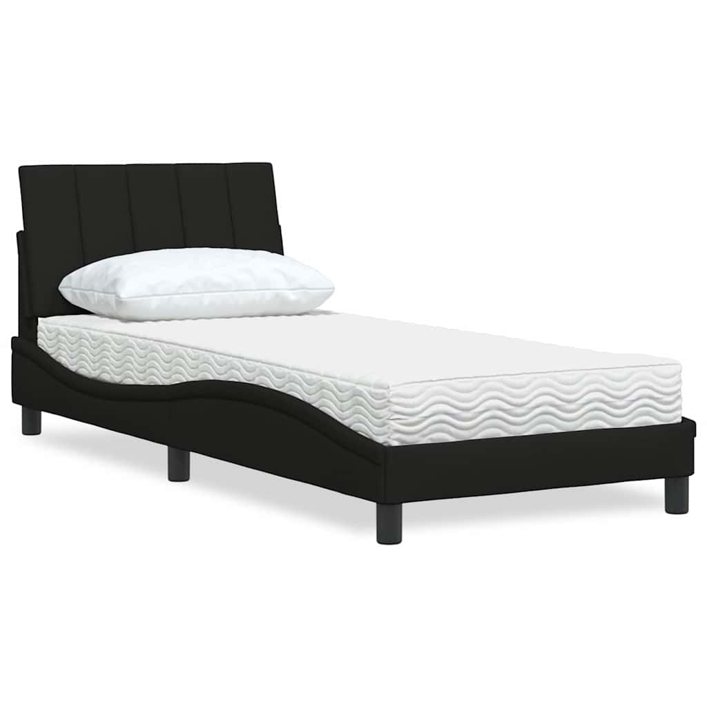 Bed met matras stof zwart 90x190 cm