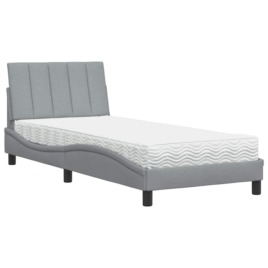 Bed met matras stof lichtgrijs 90x200 cm