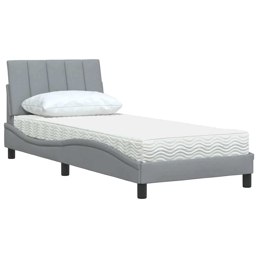 Bed met matras stof lichtgrijs 90x200 cm