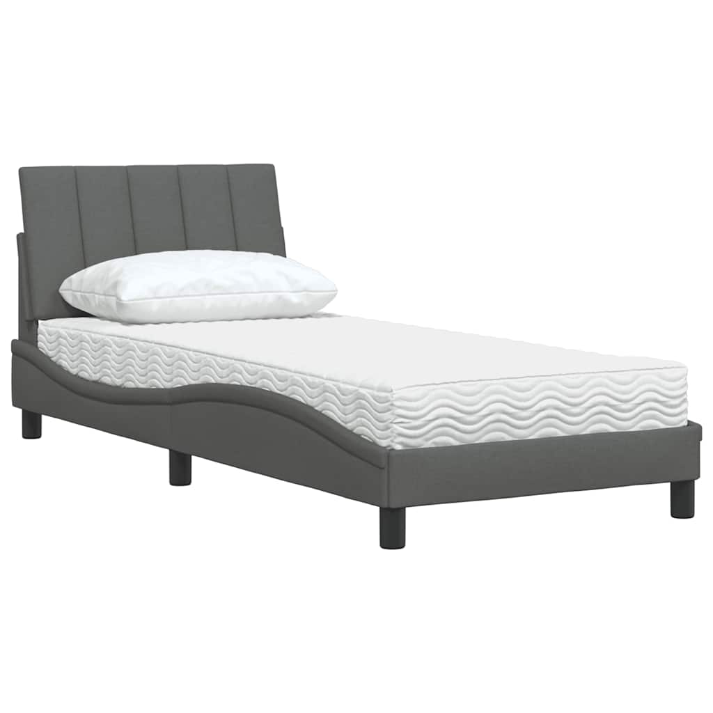 Bed met matras stof donkergrijs 90x200 cm