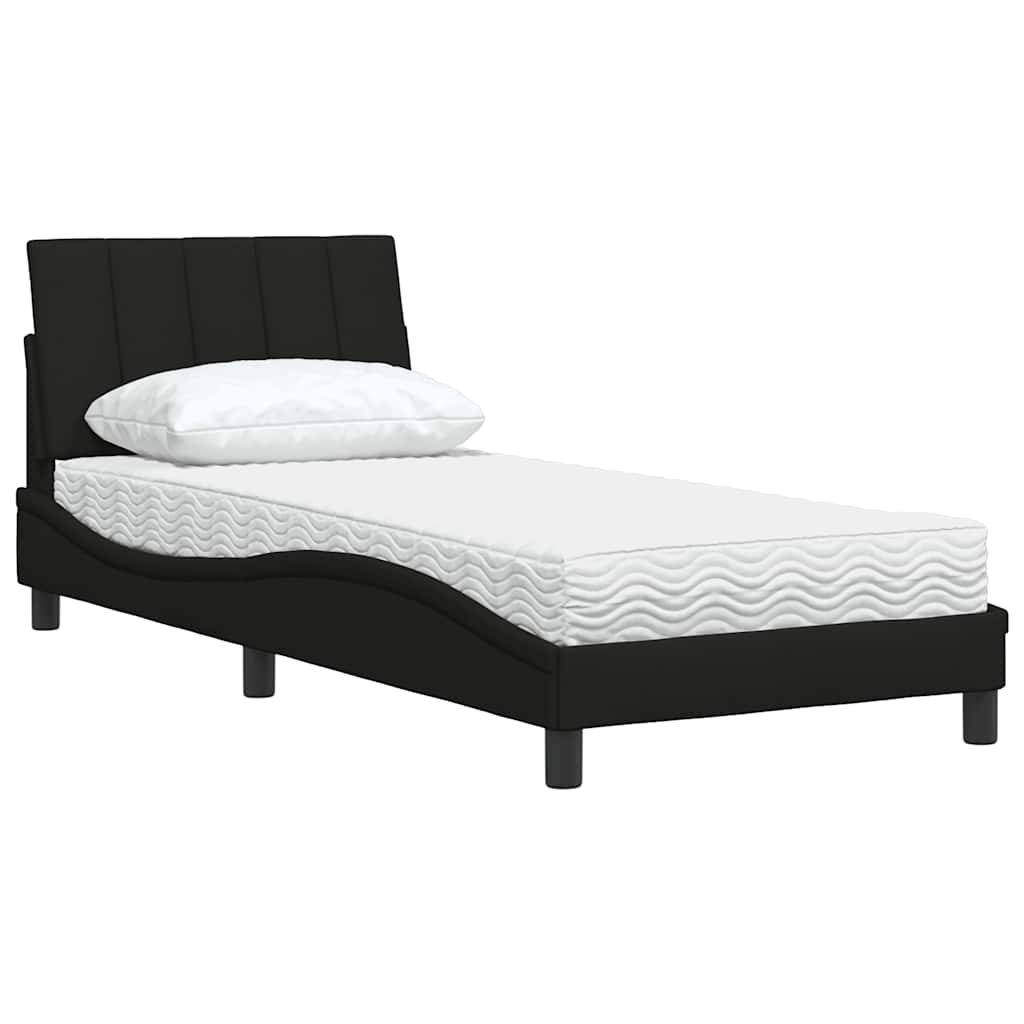 Bed met matras stof zwart 90x200 cm