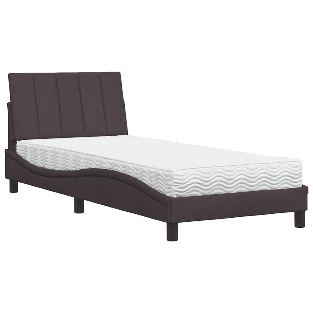 Bed met matras stof donkerbruin 90x200 cm