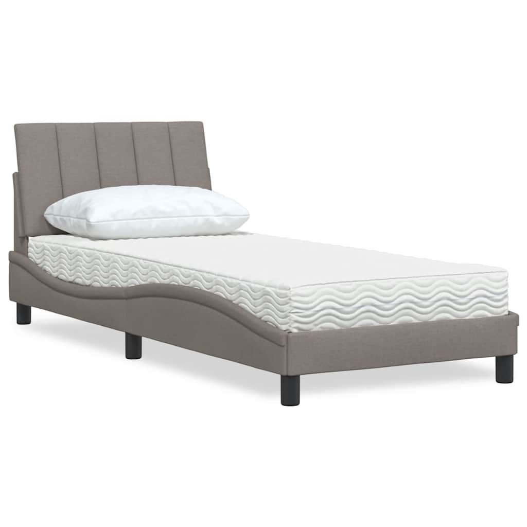 Bed met matras stof taupe 90x200 cm