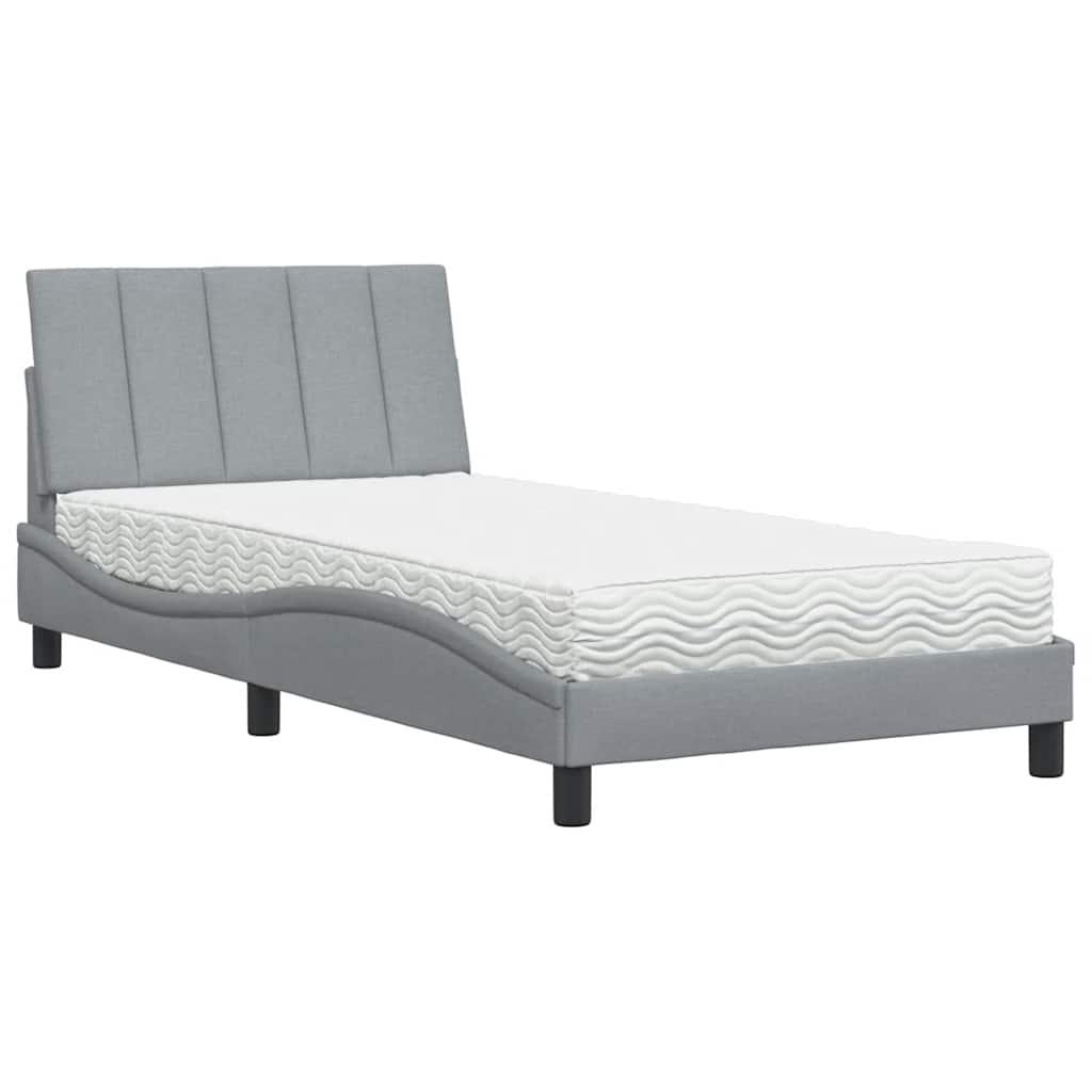 Bed met matras stof lichtgrijs 100x200 cm