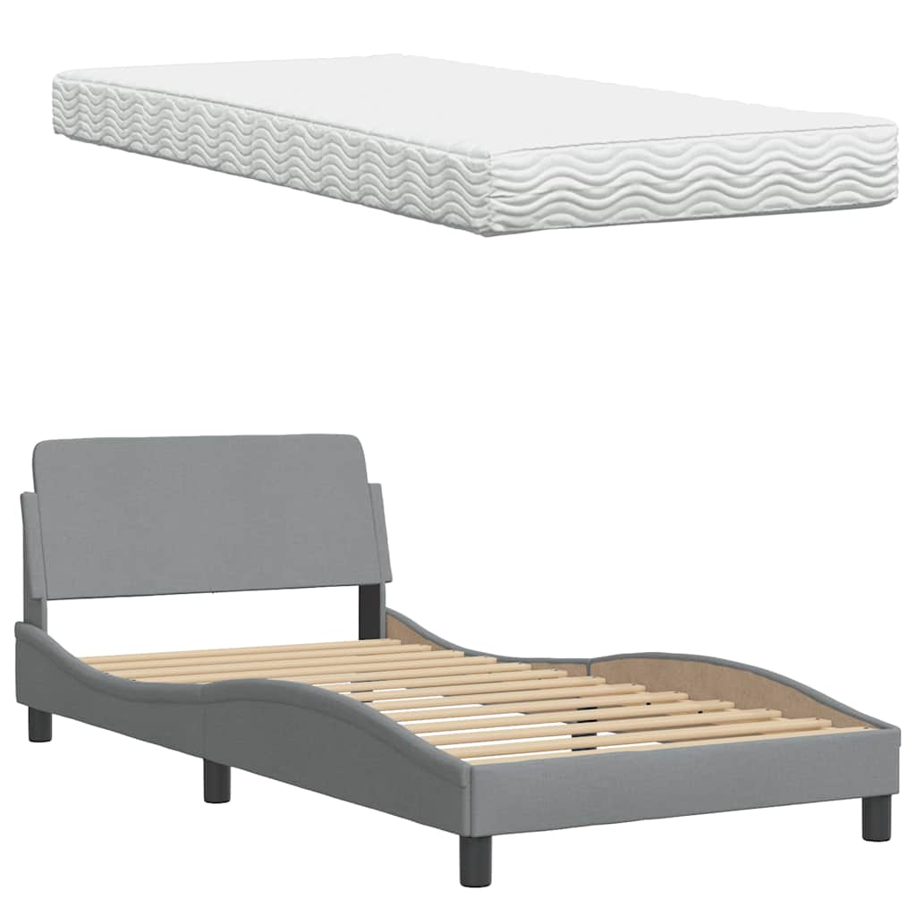 Bed met matras stof lichtgrijs 100x200 cm