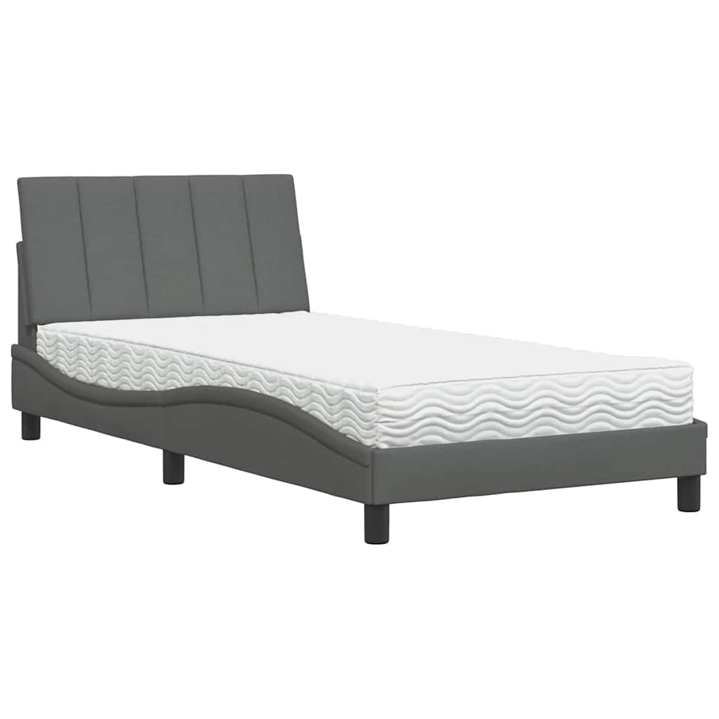 Bed met matras stof donkergrijs 100x200 cm