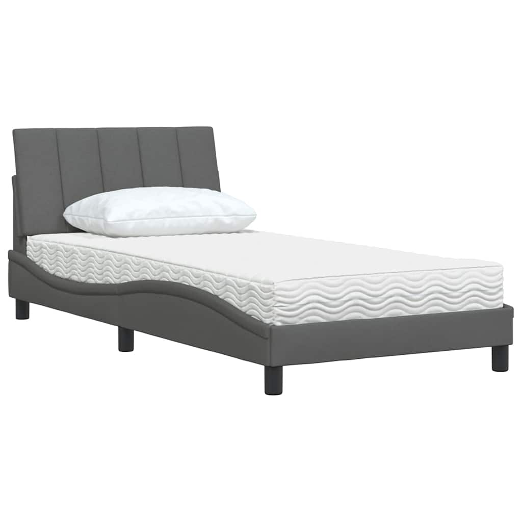 Bed met matras stof donkergrijs 100x200 cm