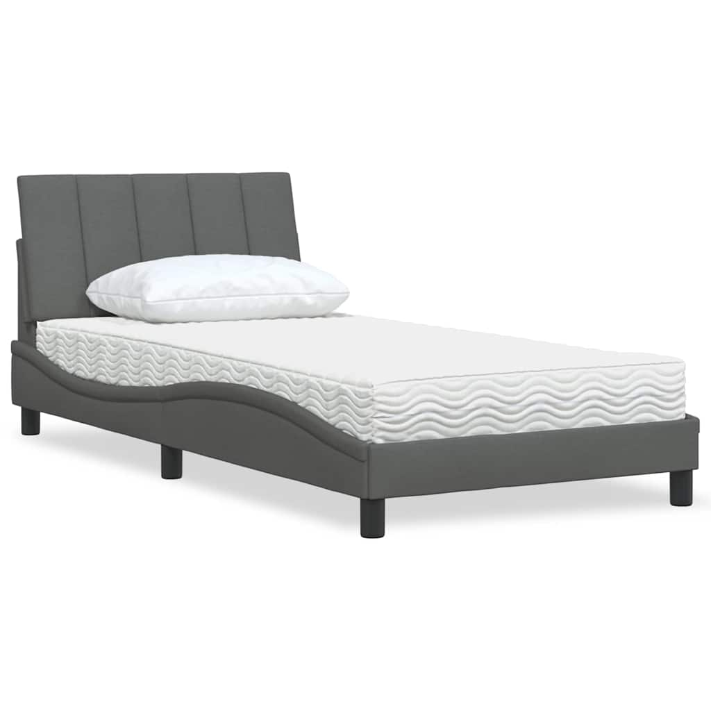 Bed met matras stof donkergrijs 100x200 cm