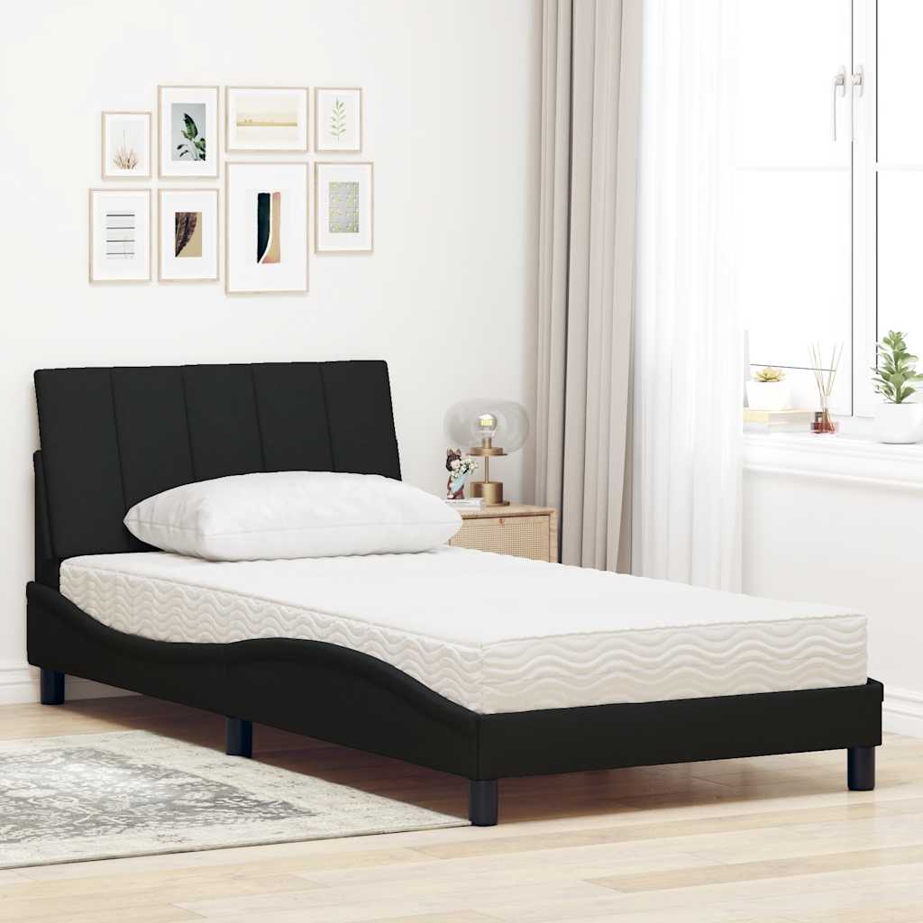 Bed met matras stof zwart 100x200 cm