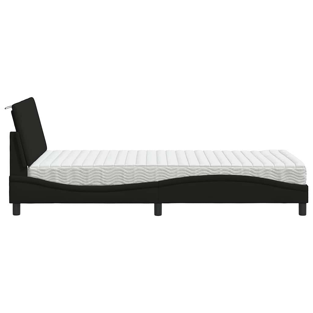 Bed met matras stof zwart 100x200 cm