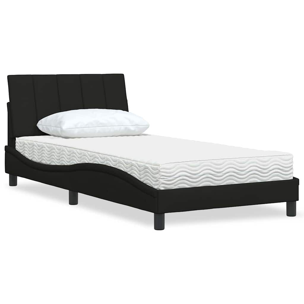 Bed met matras stof zwart 100x200 cm