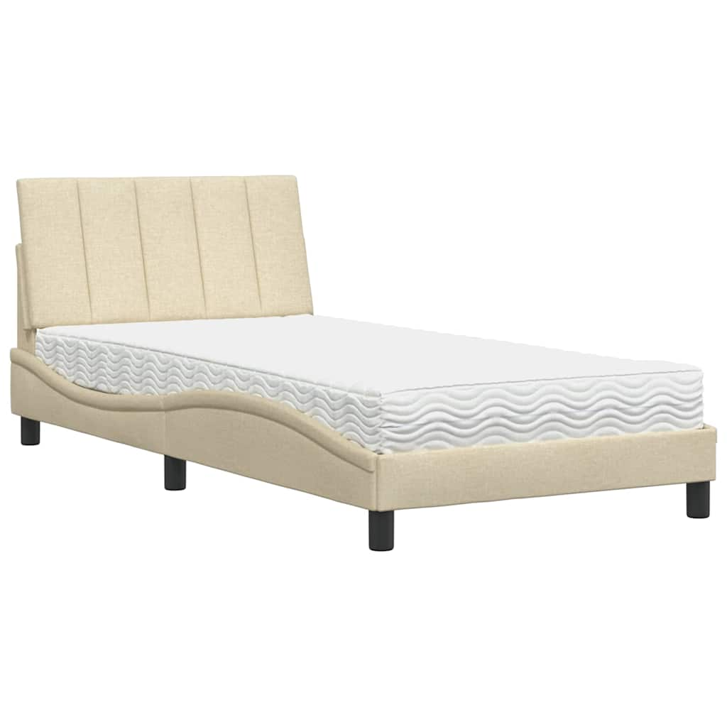 Bed met matras stof crèmekleurig 100x200 cm