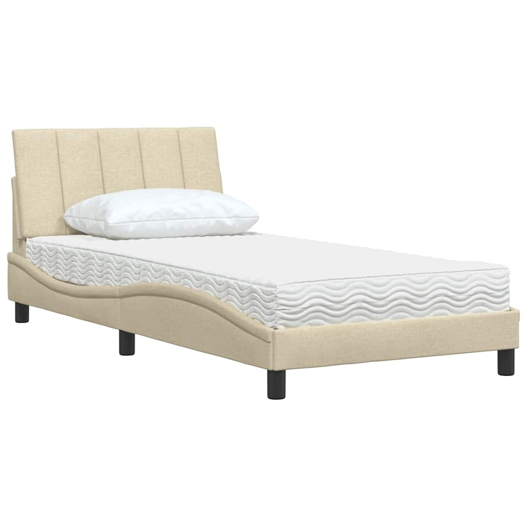 Bed met matras stof crèmekleurig 100x200 cm